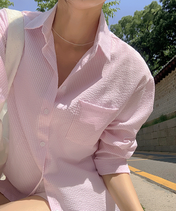 [기획]써밋 데일리 썸머 시어서커 스트라이프 셔츠 (5color)[살안타]